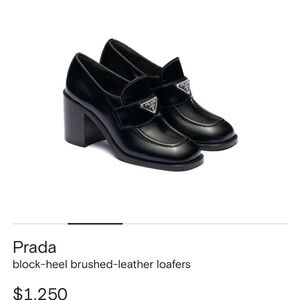 Sold- Prada Black Block-Heel Leather Loafers